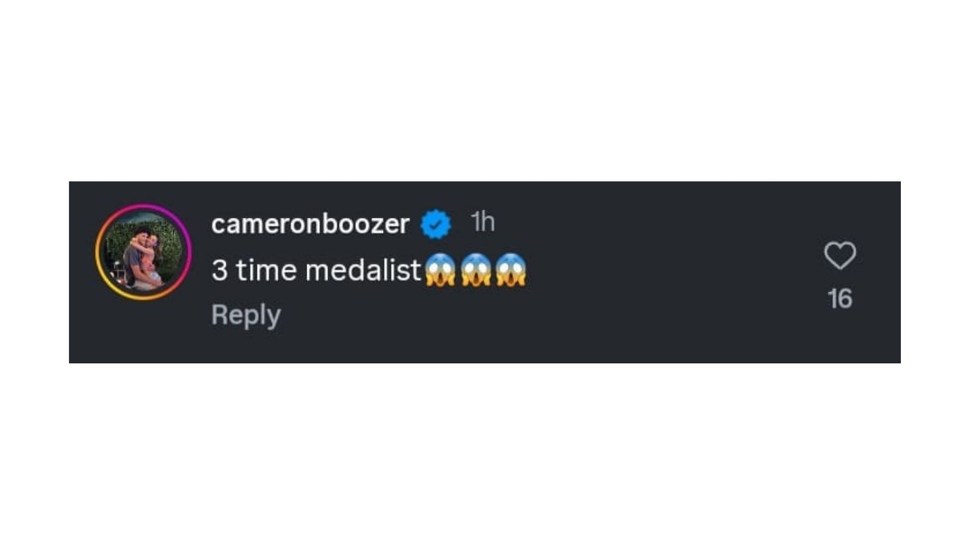 Cameron Boozer's comment on Nikolas Khamenia's FIBA U19 World Cup post (image credit: instagram/dukembb)